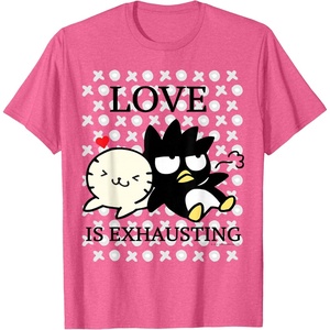 image:imageBadtz  Maru Love is Exhausting Valentine Shirt TShirtPink Heather