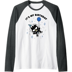 image:imageBadtzMaru Its My Birthday Raglan Baseball TeeDark Heather GreyWhite