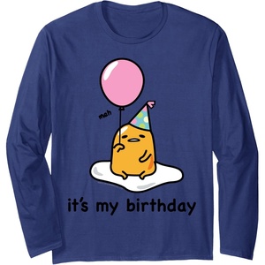 image:imageGudetama Its My Birthday Long Sleeve Shirt Long Sleeve TShirtNavy Blue