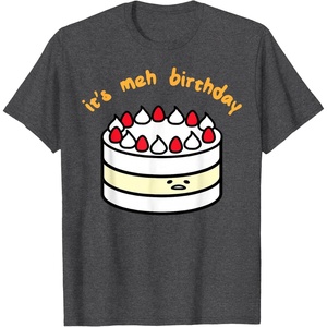 image:imageGudetama the Lazy Egg Its Meh Birthday Cake TShirtDark Heather Grey