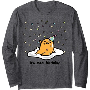 image:imageGudetama the Lazy Egg Its Meh my Birthday Confetti Party Long Sleeve TShirtDark Heather Grey