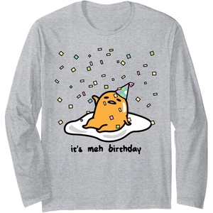 image:imageGudetama the Lazy Egg Its Meh my Birthday Confetti Party Long Sleeve TShirtHeather Grey