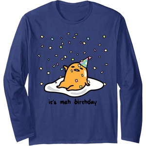 image:imageGudetama the Lazy Egg Its Meh my Birthday Confetti Party Long Sleeve TShirtNavy Blue