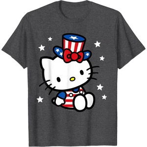 image:imageHello Kitty American 4th of July Tee Shirt TShirt for Women Girls Kids MenDark Heather Grey