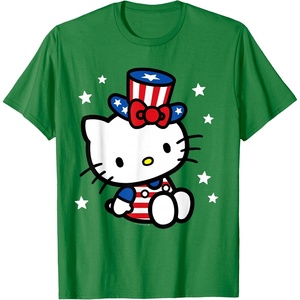image:imageHello Kitty American 4th of July Tee Shirt TShirt for Women Girls Kids MenKelly Green