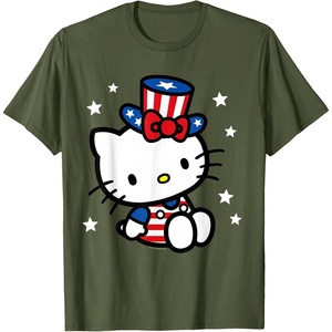 image:imageHello Kitty American 4th of July Tee Shirt TShirt for Women Girls Kids MenOlive Green