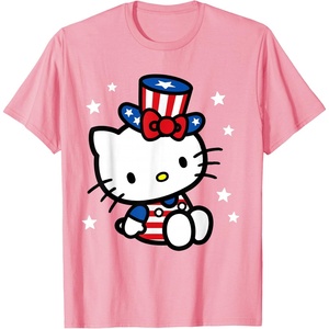 image:imageHello Kitty American 4th of July Tee Shirt TShirt for Women Girls Kids MenPink