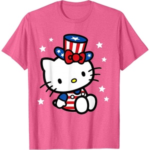 image:imageHello Kitty American 4th of July Tee Shirt TShirt for Women Girls Kids MenPink Heather