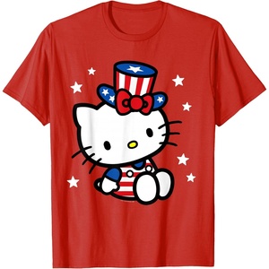 image:imageHello Kitty American 4th of July Tee Shirt TShirt for Women Girls Kids MenRed