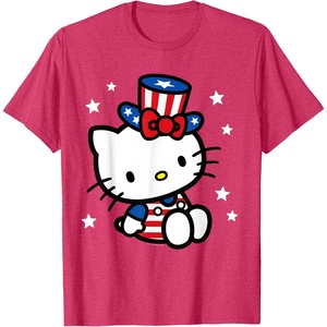 image:imageHello Kitty American 4th of July Tee Shirt TShirt for Women Girls Kids MenRed Heather