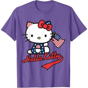 image:imageHello Kitty American Flag Tee Shirt TShirtPurple Heather