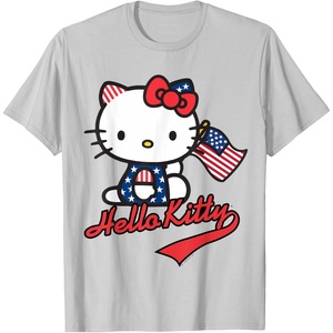 image:imageHello Kitty American Flag Tee Shirt TShirtSilver Grey