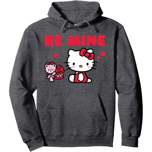 image:imageHello Kitty Be Mine Chocolates Valentines Pullover HoodieDark Heather Grey