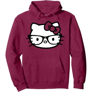 image:imageHello Kitty Black and White Nerd Glasses Pullover HoodieBurgundy