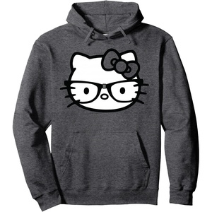 image:imageHello Kitty Black and White Nerd Glasses Pullover HoodieDark Heather Grey