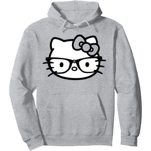 image:imageHello Kitty Black and White Nerd Glasses Pullover HoodieHeather Grey