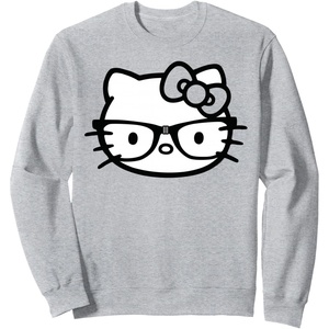image:imageHello Kitty Black and White Nerd Glasses SweatshirtHeather Grey