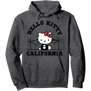 image:imageHello Kitty California Palm Trees Hoodie Pullover HoodieDark Heather Grey
