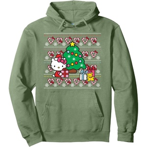 image:imageHello Kitty Candy Cane Christmas Sweater Hoodie Pullover HoodieSage Green