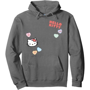 image:imageHello Kitty Candy Hearts Valentines Day Hoodie Pullover HoodieAsphalt Grey