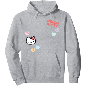 image:imageHello Kitty Candy Hearts Valentines Day Hoodie Pullover HoodieHeather Grey