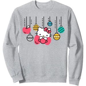 image:imageHello Kitty Christmas Ornament Holiday Sweater SweatshirtHeather Grey