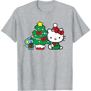image:imageHello Kitty Christmas Tree Tee Shirt TShirtHeather Grey