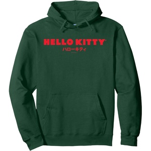 image:imageHello Kitty Classic Logo in Japanese Hoodie Pullover HoodieDark Green
