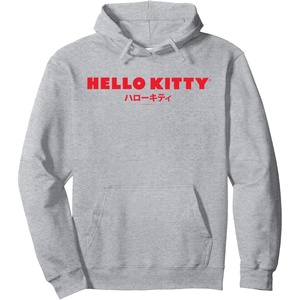 image:imageHello Kitty Classic Logo in Japanese Hoodie Pullover HoodieHeather Grey