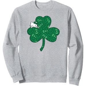 image:imageHello Kitty Clover amp Bows Saint Patricks Day SweatshirtHeather Grey