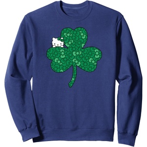 image:imageHello Kitty Clover amp Bows Saint Patricks Day SweatshirtNavy Blue