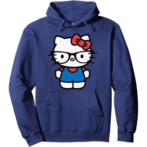 image:imageHello Kitty Distressed Nerd Glasses Pullover HoodieNavy Blue