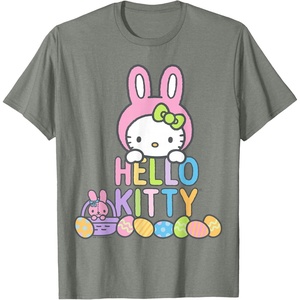 image:imageHello Kitty Easter Bunny Logo Tee Shirt TShirtOlive Heather