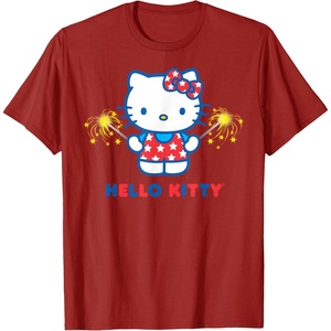image:imageHello Kitty Fireworks Sparklers USA Americana Patriotic Star TShirtCranberry Red