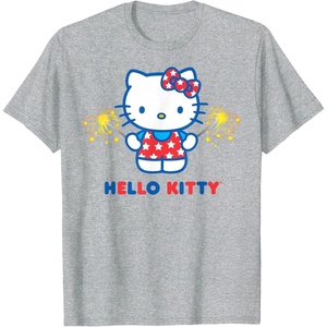 image:imageHello Kitty Fireworks Sparklers USA Americana Patriotic Star TShirtHeather Grey