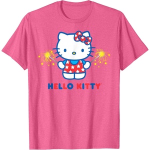 image:imageHello Kitty Fireworks Sparklers USA Americana Patriotic Star TShirtPink Heather