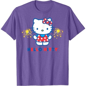 image:imageHello Kitty Fireworks Sparklers USA Americana Patriotic Star TShirtPurple Heather
