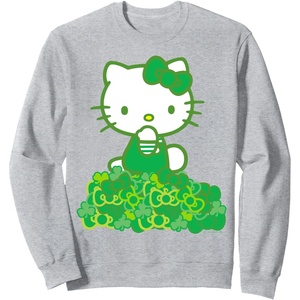 image:imageHello Kitty Green Bows and Clovers Sweatshirt SweatshirtHeather Grey
