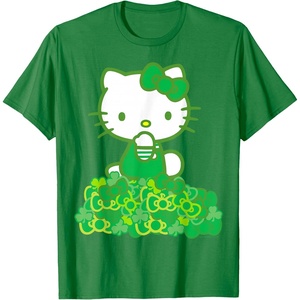 image:imageHello Kitty Green Bows and Clovers Tee Shirt TShirtKelly Green