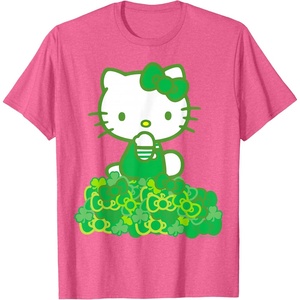 image:imageHello Kitty Green Bows and Clovers Tee Shirt TShirtPink Heather