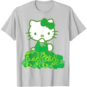 image:imageHello Kitty Green Bows and Clovers Tee Shirt TShirtSilver Grey