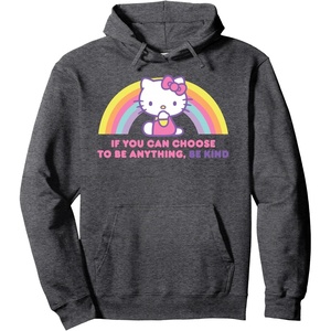 image:imageHello Kitty If You Can Choose to Be Anything Be Kind Pullover HoodieDark Heather Grey