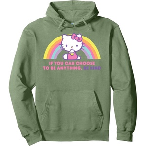 image:imageHello Kitty If You Can Choose to Be Anything Be Kind Pullover HoodieSage Green