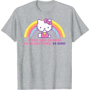 image:imageHello Kitty If You Can Choose to Be Anything Be Kind TShirtHeather Grey