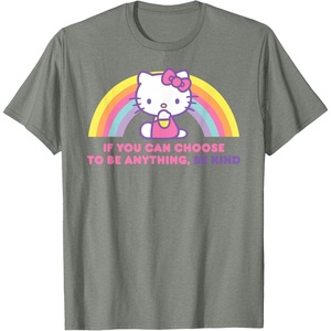 image:imageHello Kitty If You Can Choose to Be Anything Be Kind TShirtOlive Heather