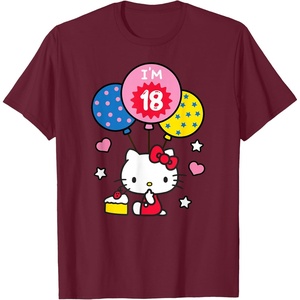 image:imageHello Kitty Im 18 Birthday TShirt TShirtBurgundy