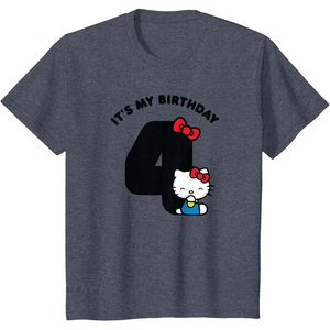 image:imageHello Kitty Its My Birthday 4th 4 Years TShirtHeather Blue