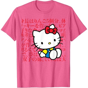 image:imageHello Kitty Kanji Japanese Biography TShirt SmallPink Heather