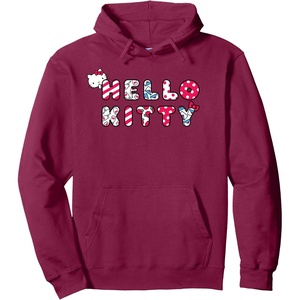 image:imageHello Kitty Logo Retro Icons Pullover HoodieBurgundy