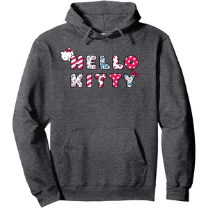 image:imageHello Kitty Logo Retro Icons Pullover HoodieDark Heather Grey